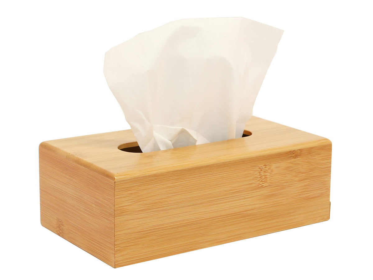 OSCO Bamboo Rectangular Tissue Box | Tissue Holder | Napkin Dispenser | Tissue Cover | Tissues Not Included | H8.5 x W25 x D14 cm |