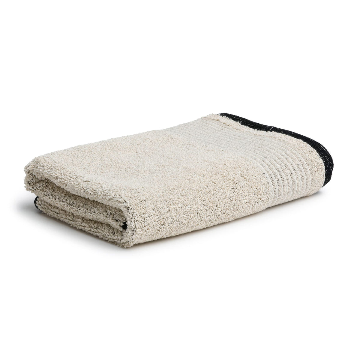 m?ve Eden towel piped border 50 x 100 cm made of 80% cotton / 20% linen, nature / black
