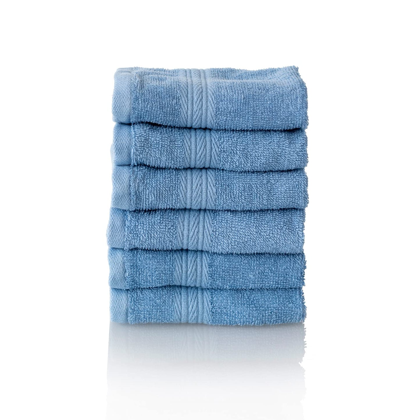ALCLEAR set of terry hand towels, range of soft and highly absorbent towels, OEKOTEX 100 certified, 5 colours & 5 sizes, colour: JEANS BLUE, 6 x face
