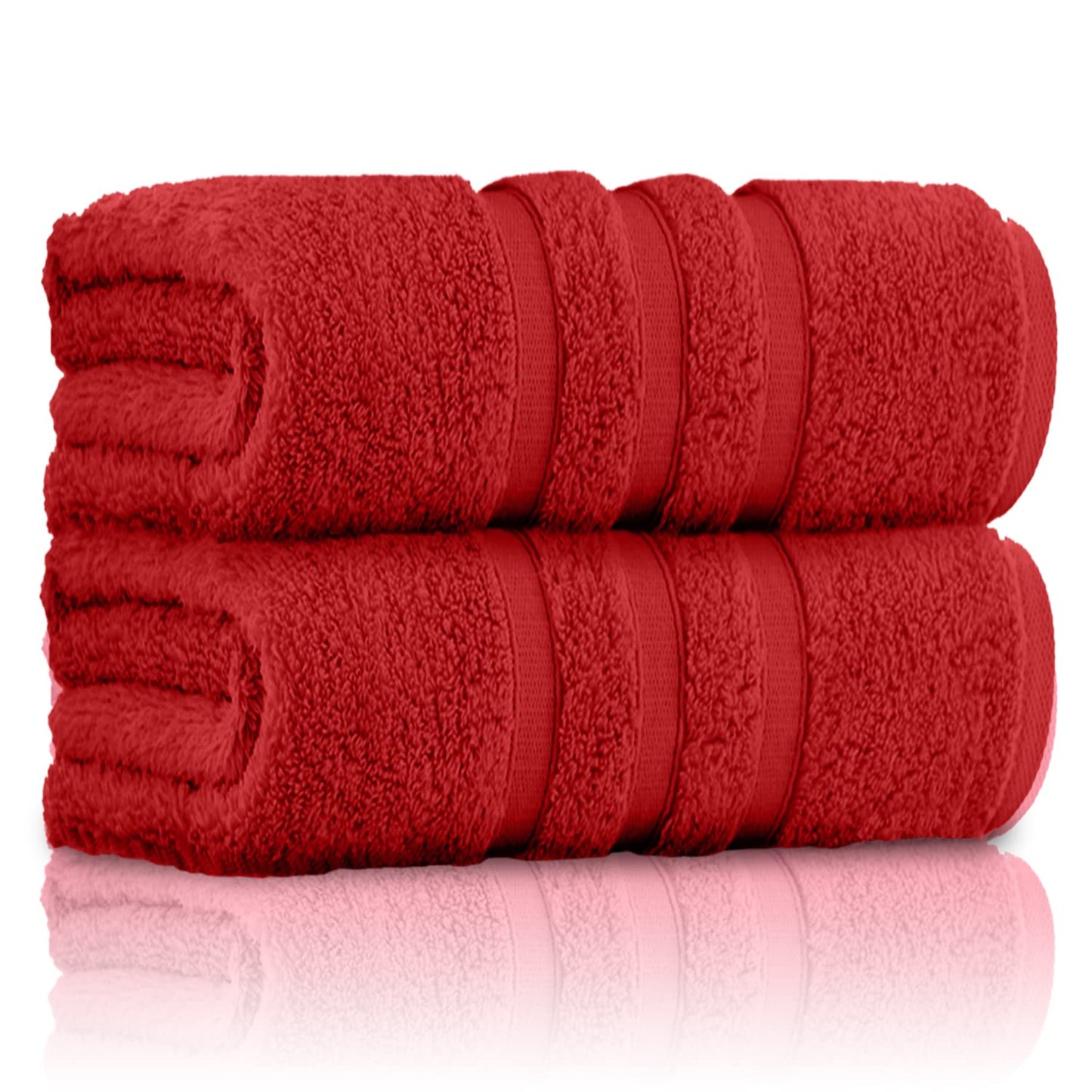 GC GAVENO CAVAILIA Pack of 2 Ultra Soft Super Absorbent Bath Sheets, 550 GSM 100% Cotton Line Texture Towels, Red, 80x140 Cm