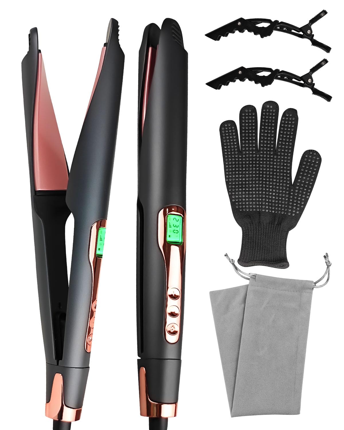 2025 Upgraded Hair Straighteners and Curlers in One Professional Hair Straighteners for Women with Digital Display, 10 Heat Settings (130?C-230?C),