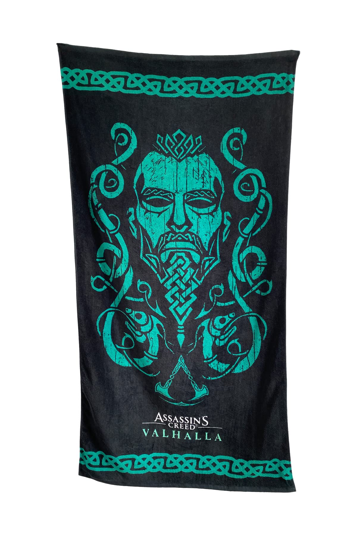 Groovy Uk Assassin?s Creed Eivor Valhalla Bath Towel, 150 cm Length x 75 cm Width, Black