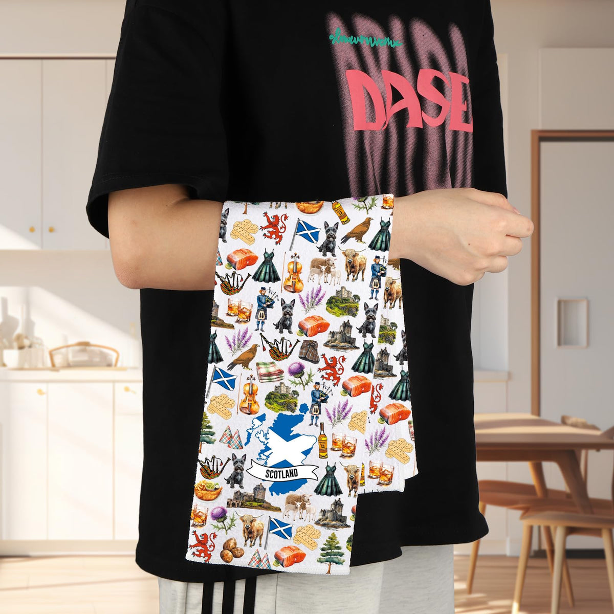 MYSOMY Scotland Kitchen Towel Scottish Dish Towels Scotland Thistle Towel Scottish Housewarming Gifts (Scotland kt2)