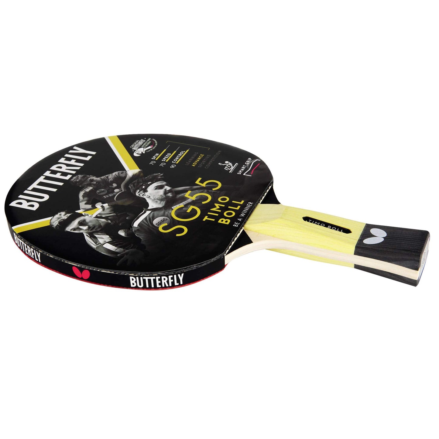 Butterfly Timo Boll SG55 Table Tennis Bat - ITTF Approved 1.5mm Pan Asia Rubber,White