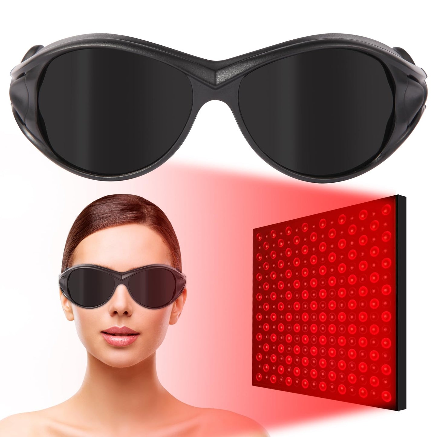 FREEMASCOT Red Light Therapy Glasses, 200-2000nm IPL Safety Glasses for Laser Hair Removal, Tanning and Red Light Therapy Eye Protection