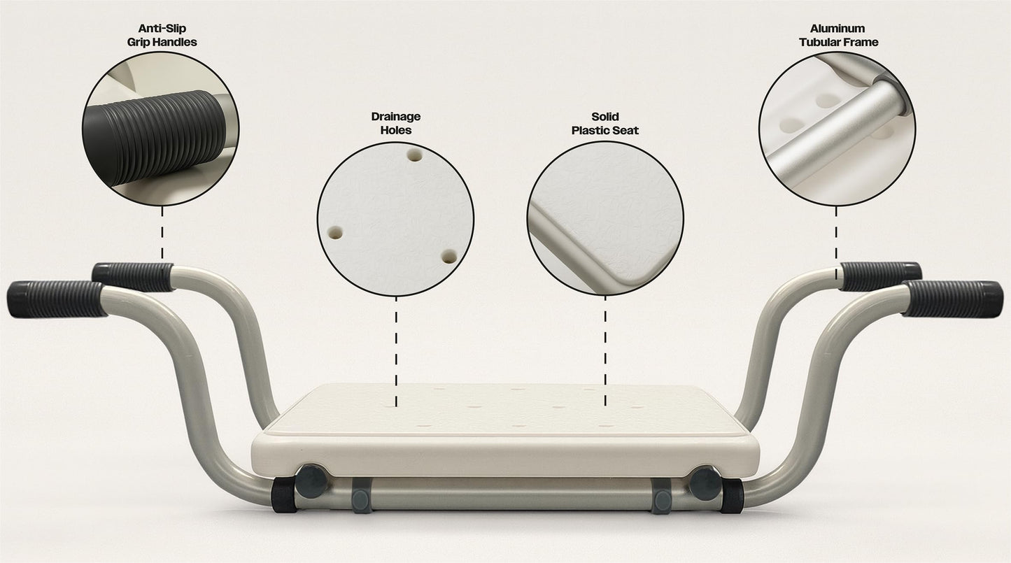 Aidapt Suspended Bath Seat with Telescopic Arms – Adjustable 73–83cm | Non-Slip Handles