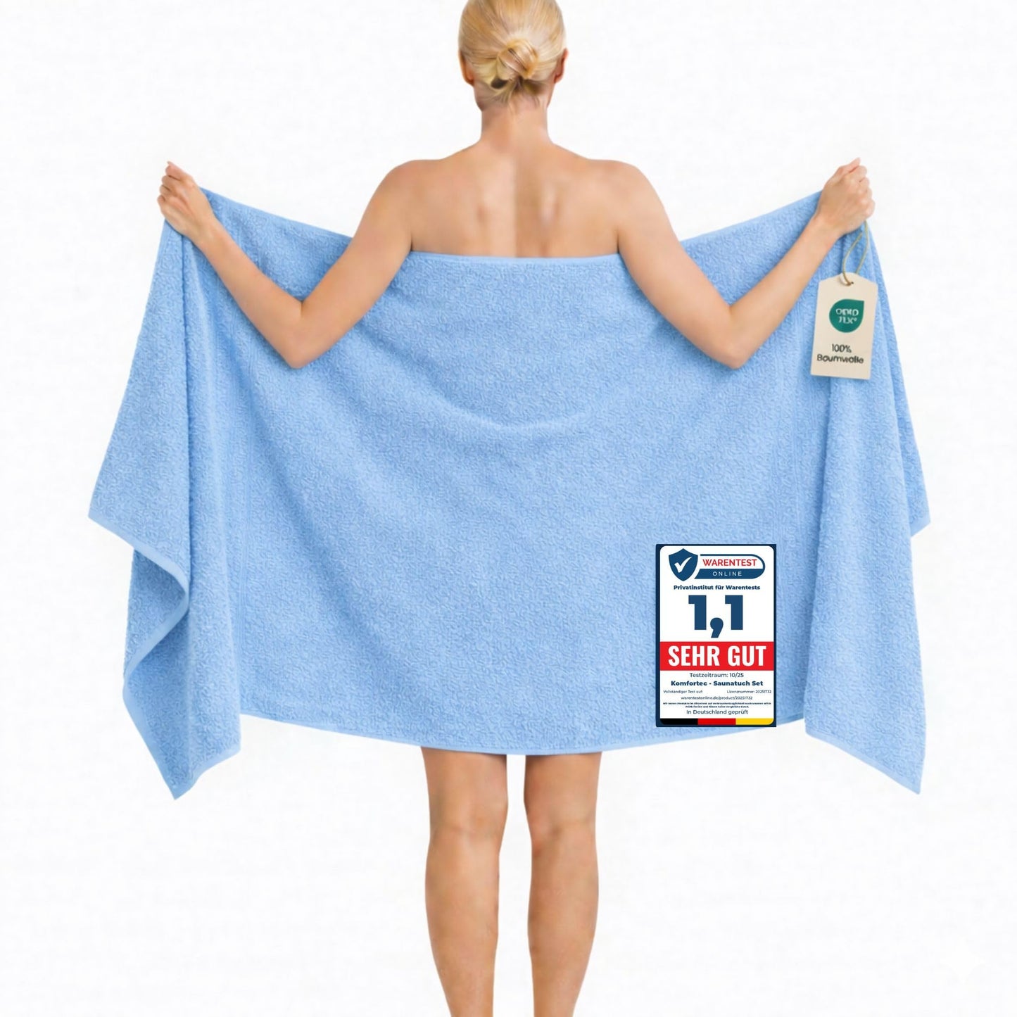 Komfortec Bath Towel 100 x 200 cm 100% Cotton XXL Sauna Towel Large Soft and Absorbent Pink