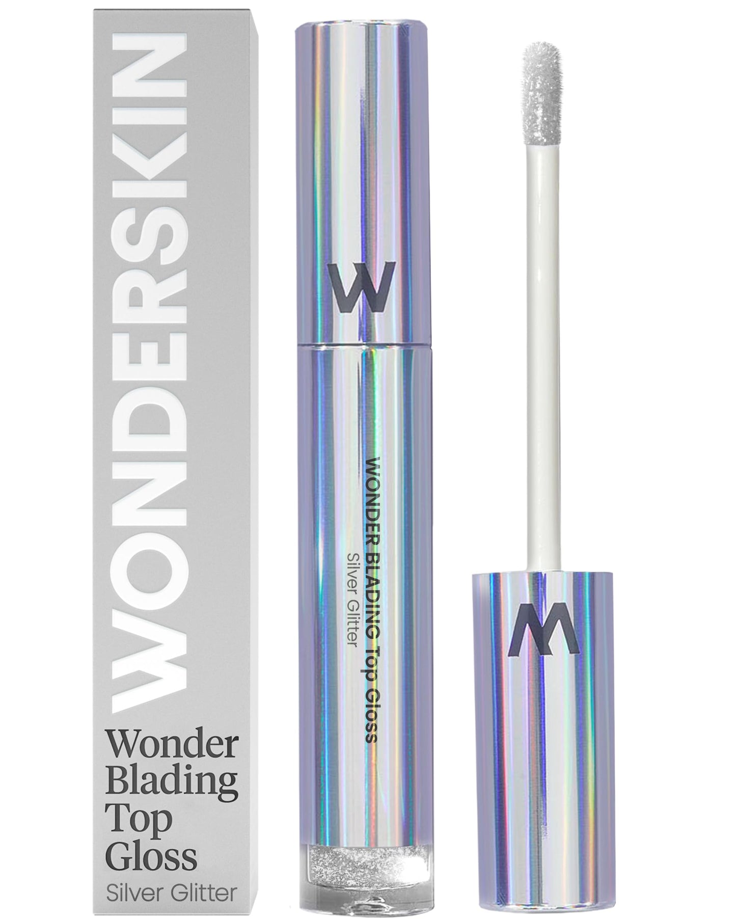 Wonderskin Wonder Blading Top Gloss - Lip Gloss, High Shine Finish, Blue Makeup For Lips Silver Glitter