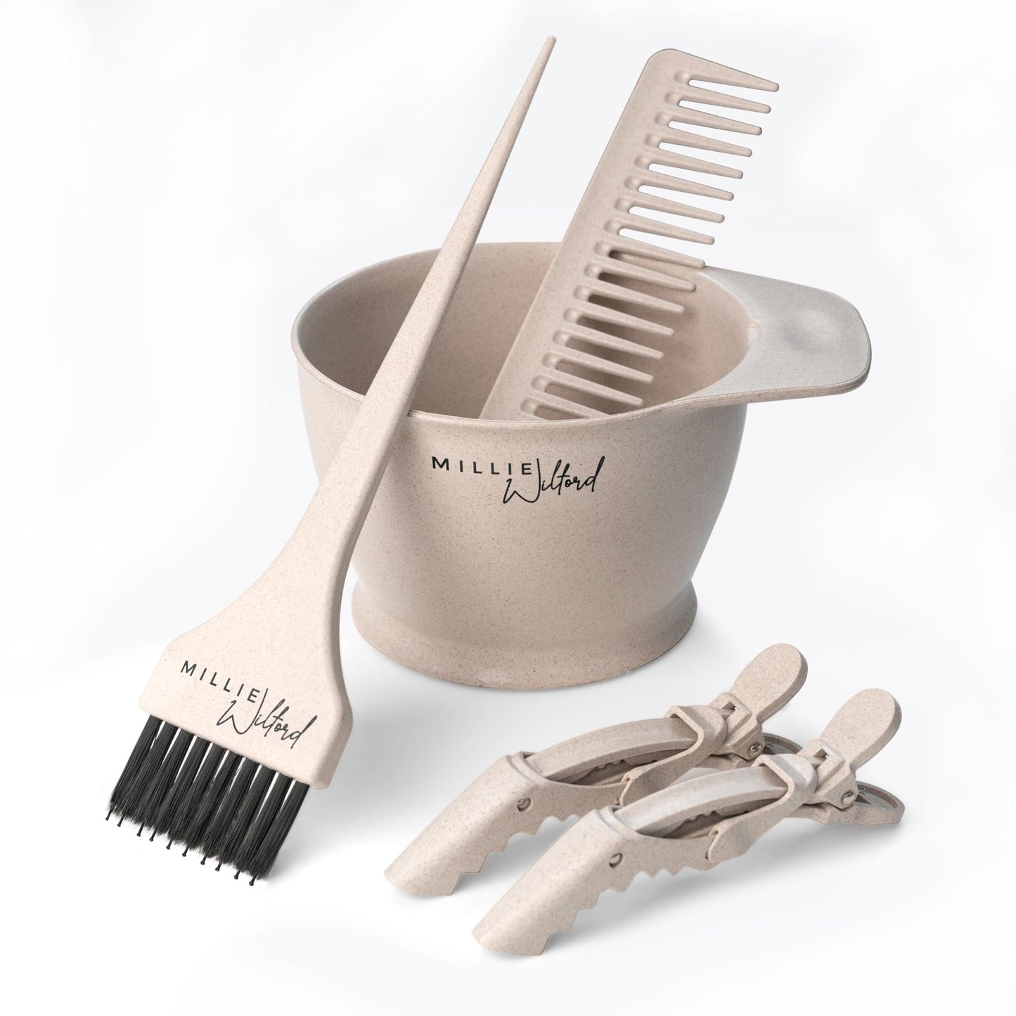 Millie Wilford, Hair Dye Bowl and Brush Set - Hair Colouring Tool Kit for Highlights, Tinting, bleaching and Root Touch-up at Home, Recycled Plant