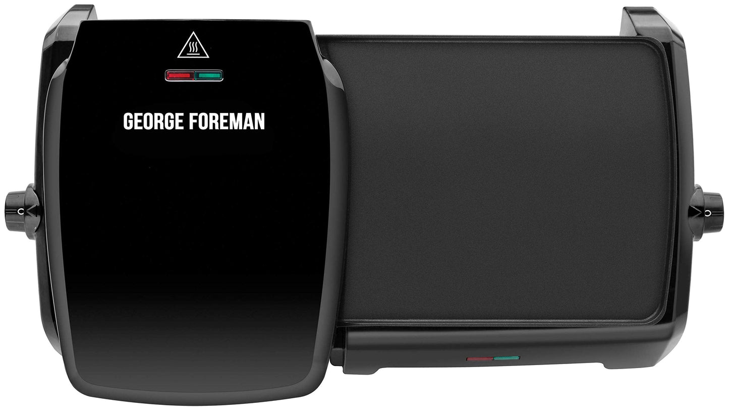 George Foreman Large Electric Grill & Griddle [Dual independent temperature control, Energy saving, Easy clean, Non stick, Healthy, Toastie, Hot