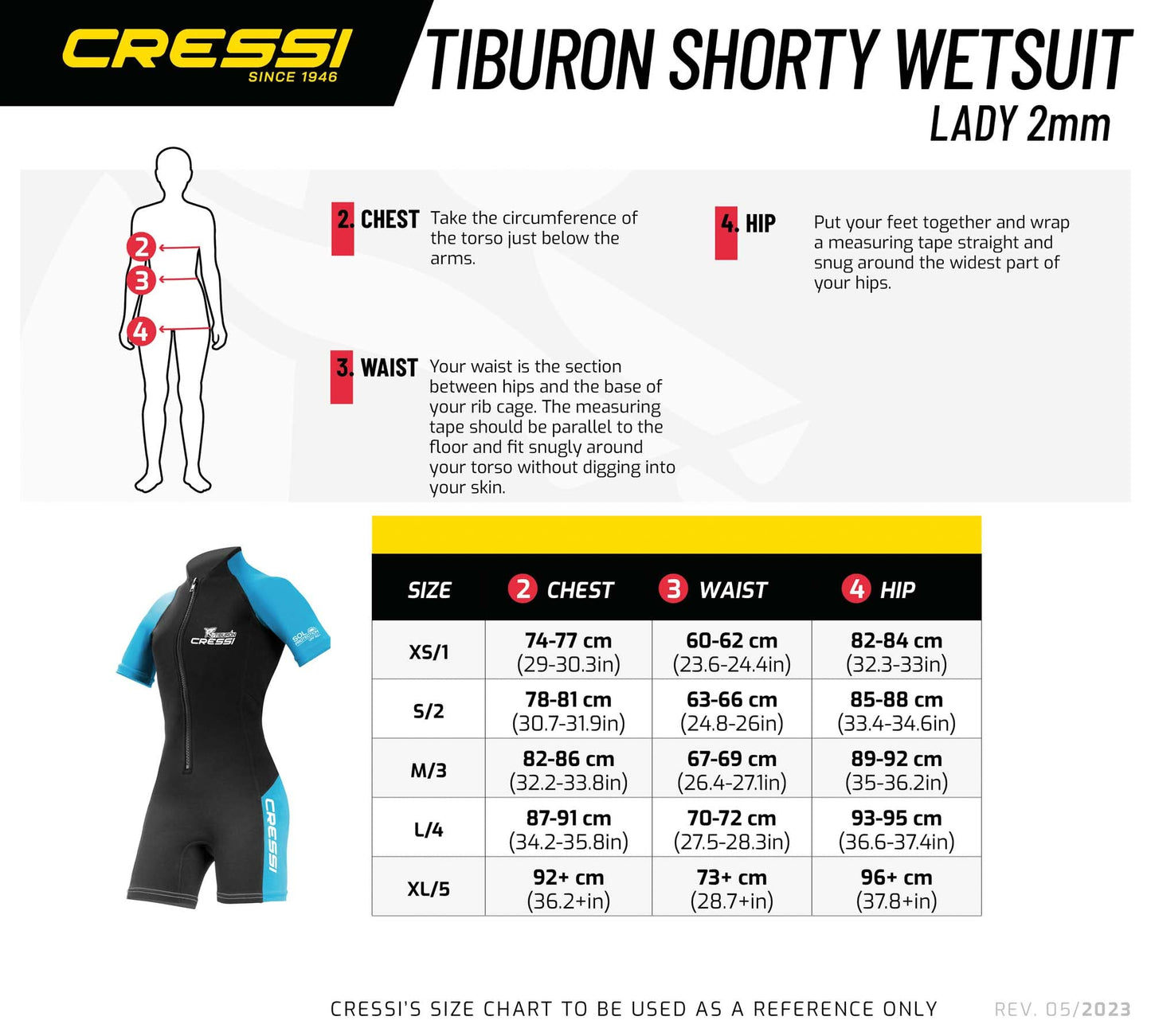 Cressi Womens Tiburon Lady Monopiece 2 Mm Shorty Wetsuit, Black/Aquamarine, XS EU