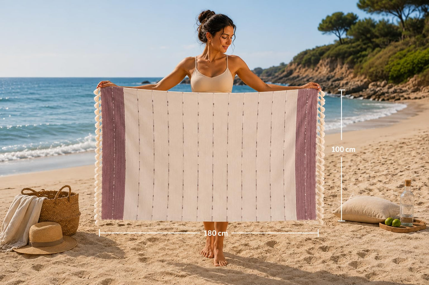 WEFLORIA Turkish Towel Gift Set, 2 Pack, Gift Box, 100% Turkish Cotton Peshtemal Towels, Quick Dry Lightweight Beach, Spa, Travel & Bath Towels