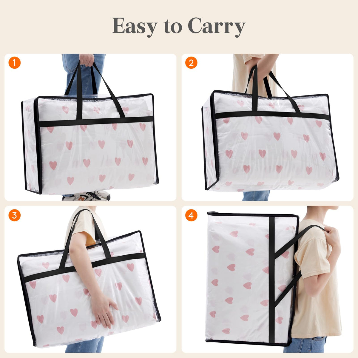 Lifewit 8 Pack Clear Storage Bags, 60L Plastic Clothes Storage Bags
