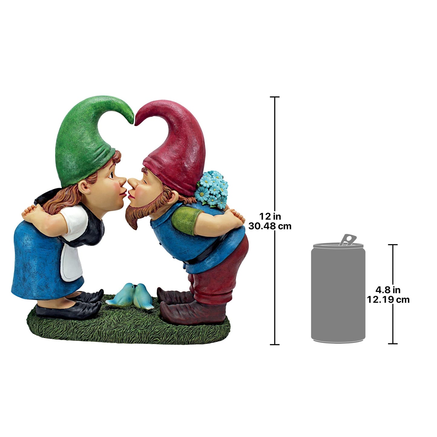 Design Toscano QM2796400 Garden Gnome Statue - Kiss and Tell Lover Gnomes - Lawn Gnome, Full Color