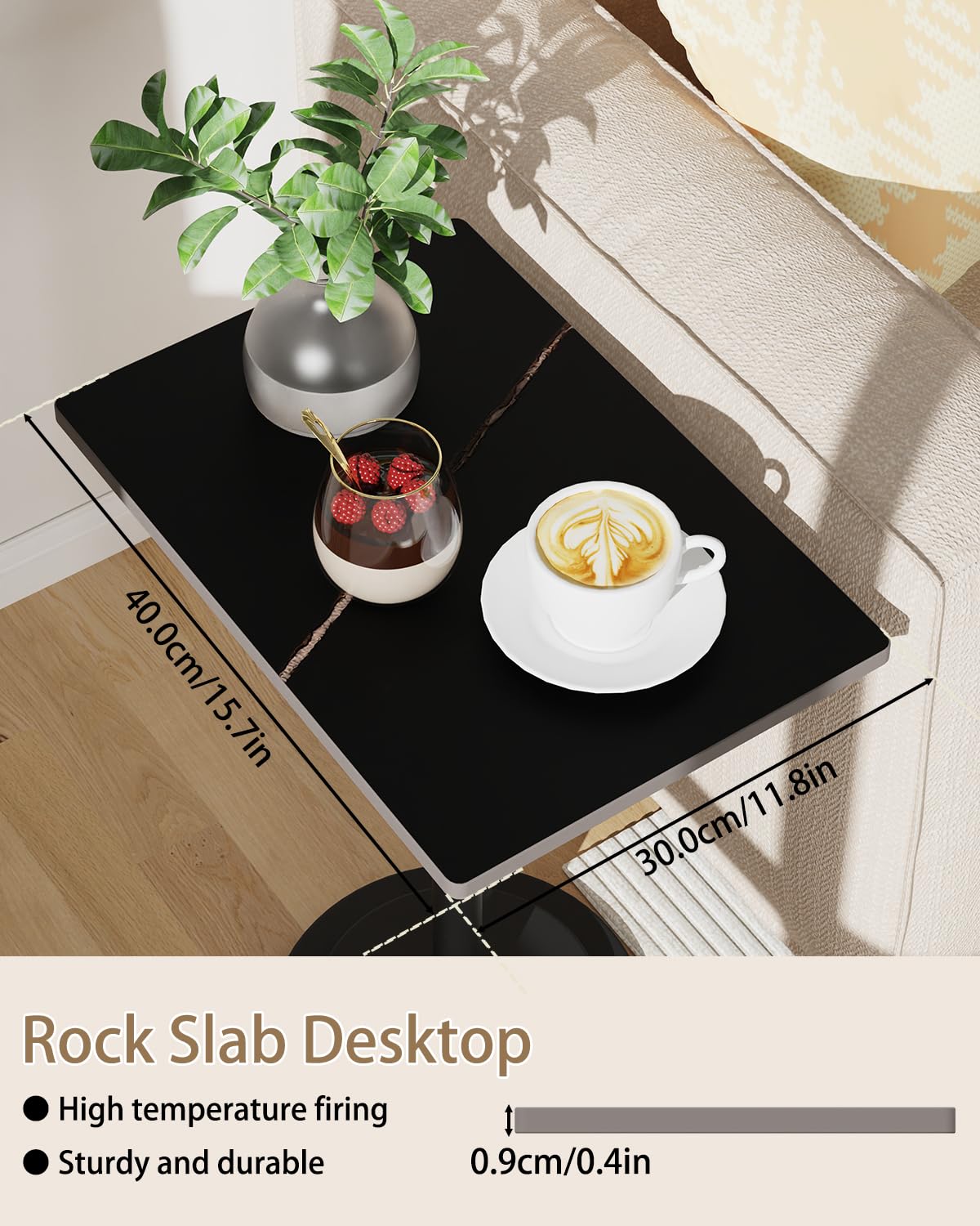 GUOHNHE Rectangle Side Table, Height Adjustable Stand, 1 Pack, Black