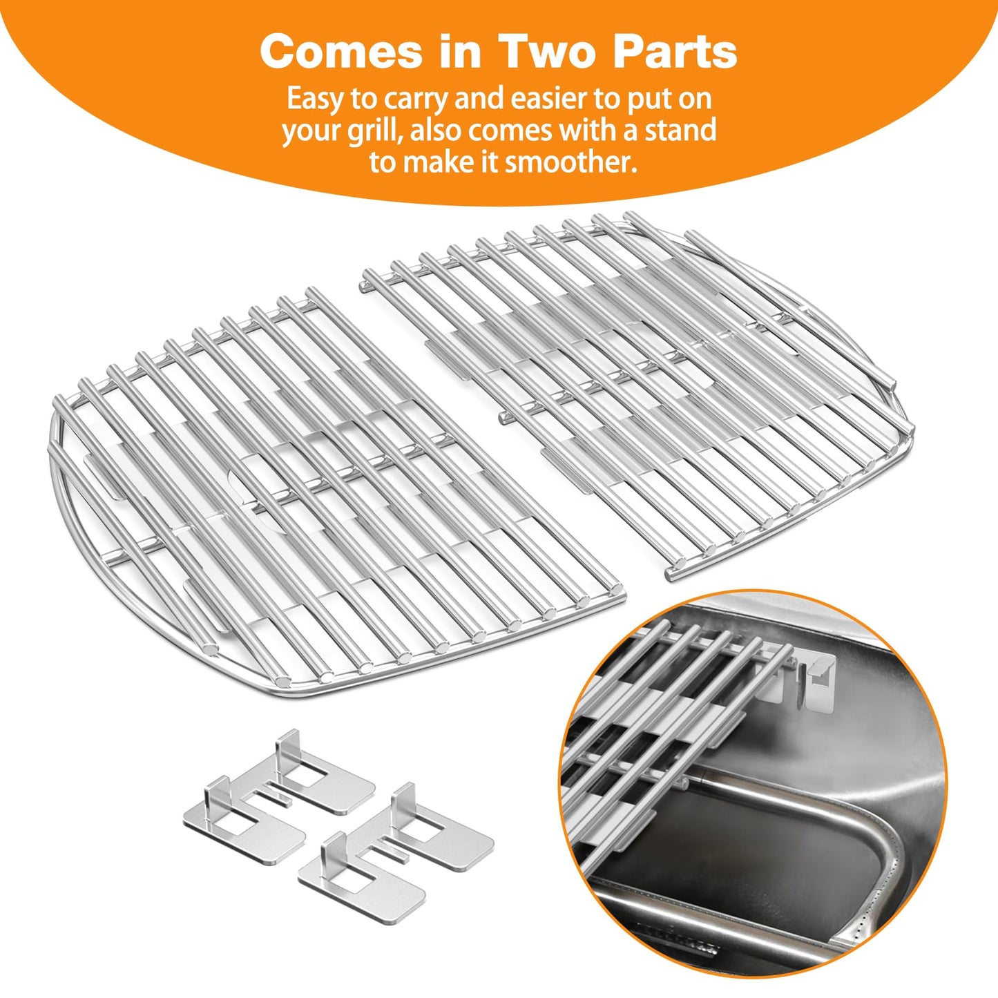 onlyfire Stainless Steel Cooking Grate, Cooking Grill Grid Grate,Barbecue Grid fits Weber Q1000 Q1200 Q1400 Grills