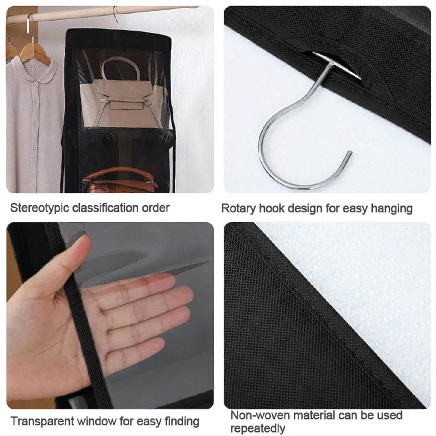 CJWLKJ 2 Pcs 10 Pockets Hanging Purse Handbag Organizer Clear Hanging Shelf Bag Collection Storage Holder Purse Bag Wardrobe Closet Space Saving
