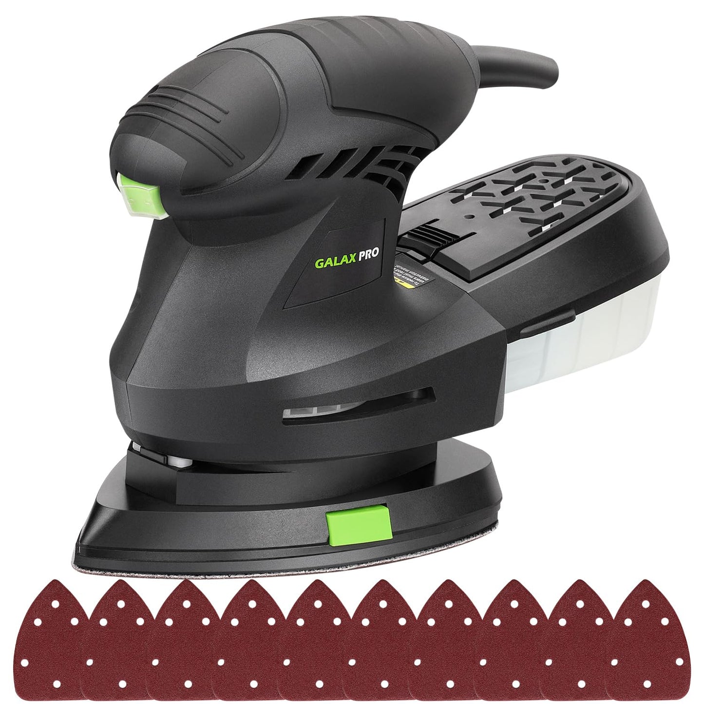 GALAX PRO 200W Detail Sander, 12000 OPM Electric Orbital Sander with Dust Collection and 10 Pieces of Sandpaper