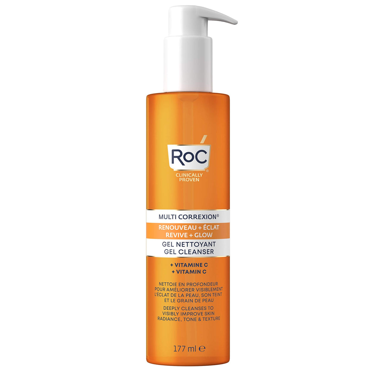 RoC Multi Correxion Revive + Glow Gel Cleanser | Face Wash with Vitamin C & Glycolic Acid | 177 ml