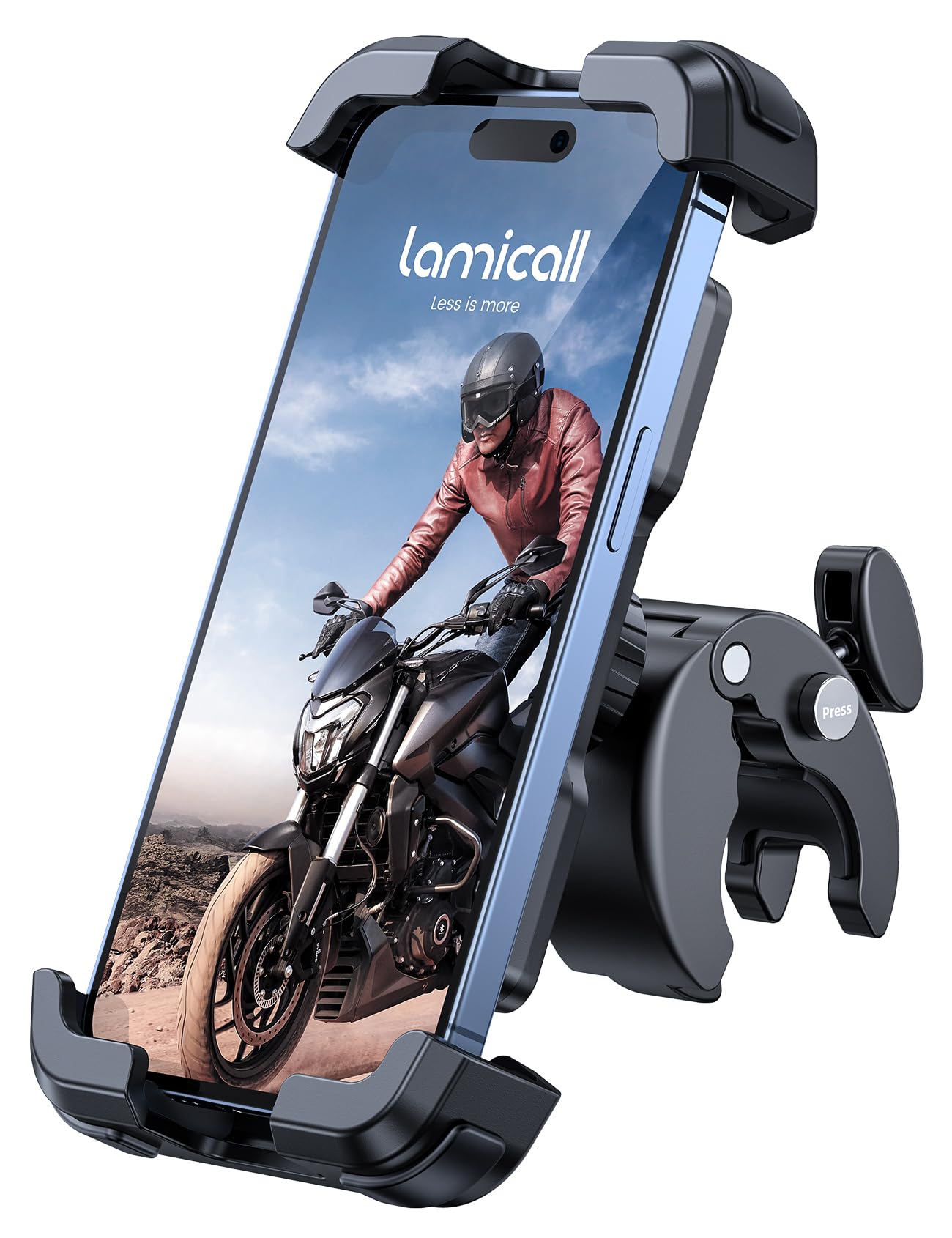 Lamicall Motorcycle Phone Holder Bike - Motorbike Phone Mount, Bike Phone Holder with Quick Release Handlebar Clamp for iPhone 17 16 15 14 Pro Max