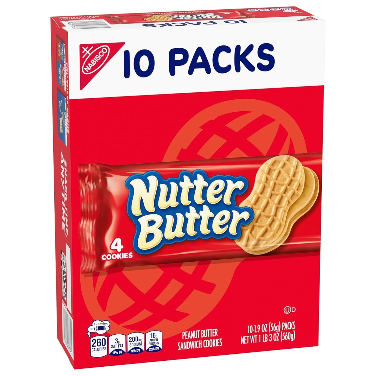 Nutter Butter Peanut Butter Sandwich Cookies, 56g - Pack of 10 (560g)