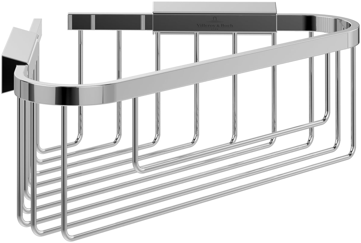 Villeroy & Boch Elements - Tender corner shower basket, corner wall installation, shelf made from zinc, accessory, 260 x 206 x 82 mm, Chrome
