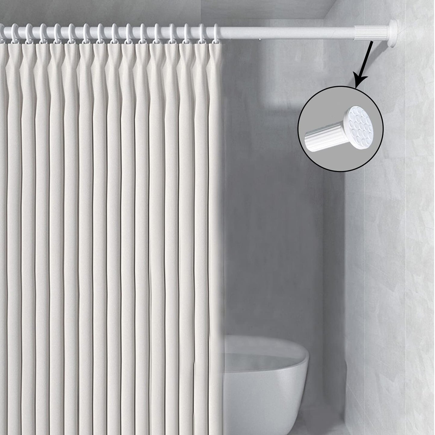 328cm-377cm Long Tension Curtain Rod, No Drilling Extendable Stainless Steel Curtain Pole for Windows and Bathroom,Telescopic Shower Curtain Rod, Room