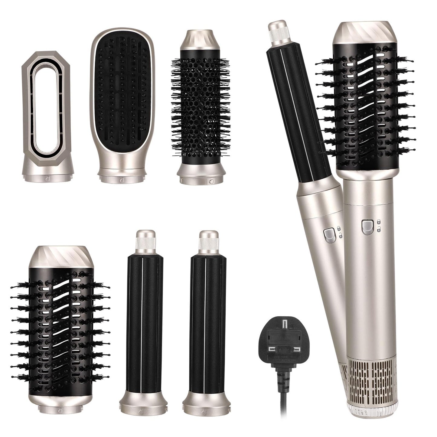 Hair Styler, 6 in 1 Magic Air Styler, Hot Air Brush & Negative Ionic Hair Dryer with Auto Air Hair Curlers, Hot Air Comb for Fast Drying, Styling,