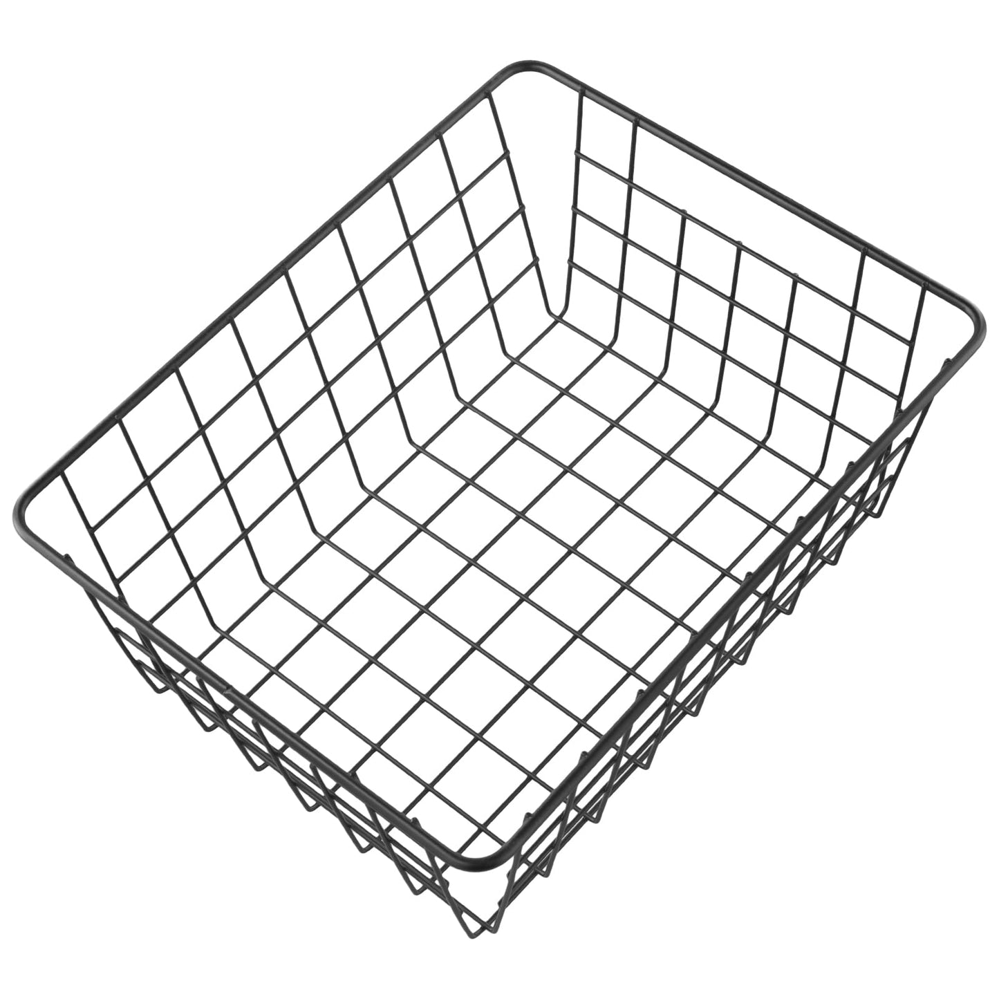 PINGEUI 2 Pack Metal Wire Storage Baskets, 28x22x12cm Black Wire Basket Freezer Storage Organizer Pantry with Handles for Kitchen Cabinet, Pantry