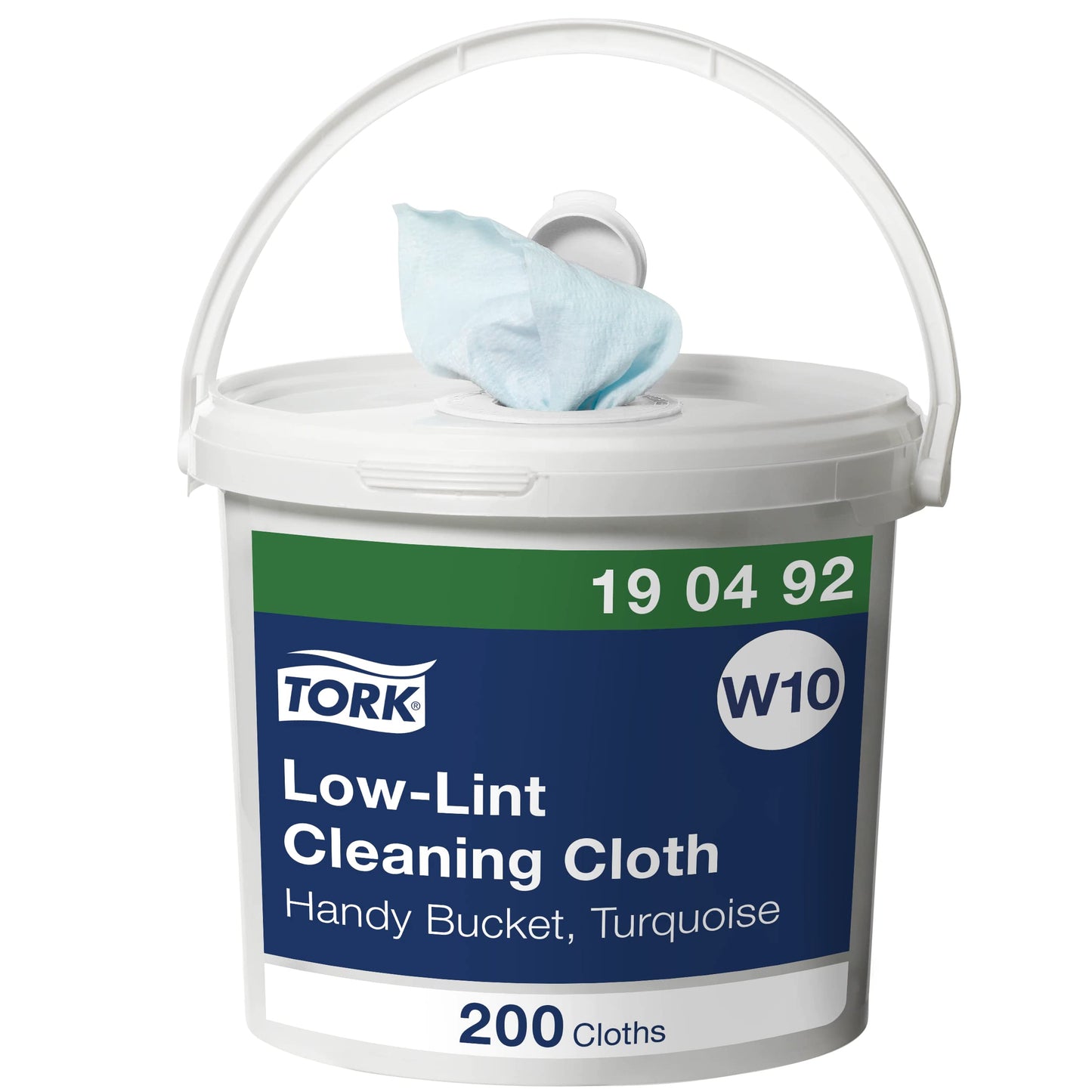 Tork 190492 Low-Lint Cleaning Handy Bucket / 1 Ply Disposable Cotton Towel Suitable with W10 Handy Bucket Big / Turquoise / 1 x 60m / ? 16cm