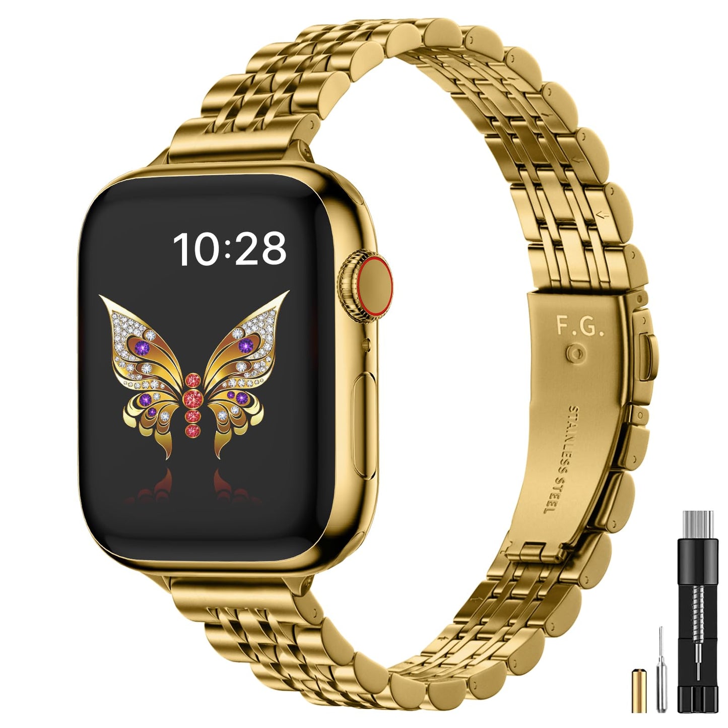 Fullmosa Slim Metal Straps Compatible with Apple Watch Straps 42mm(Series 11/10) 41mm 40mm 38mm for Women, Stainless Steel Thin iWatch Bands for SE 3