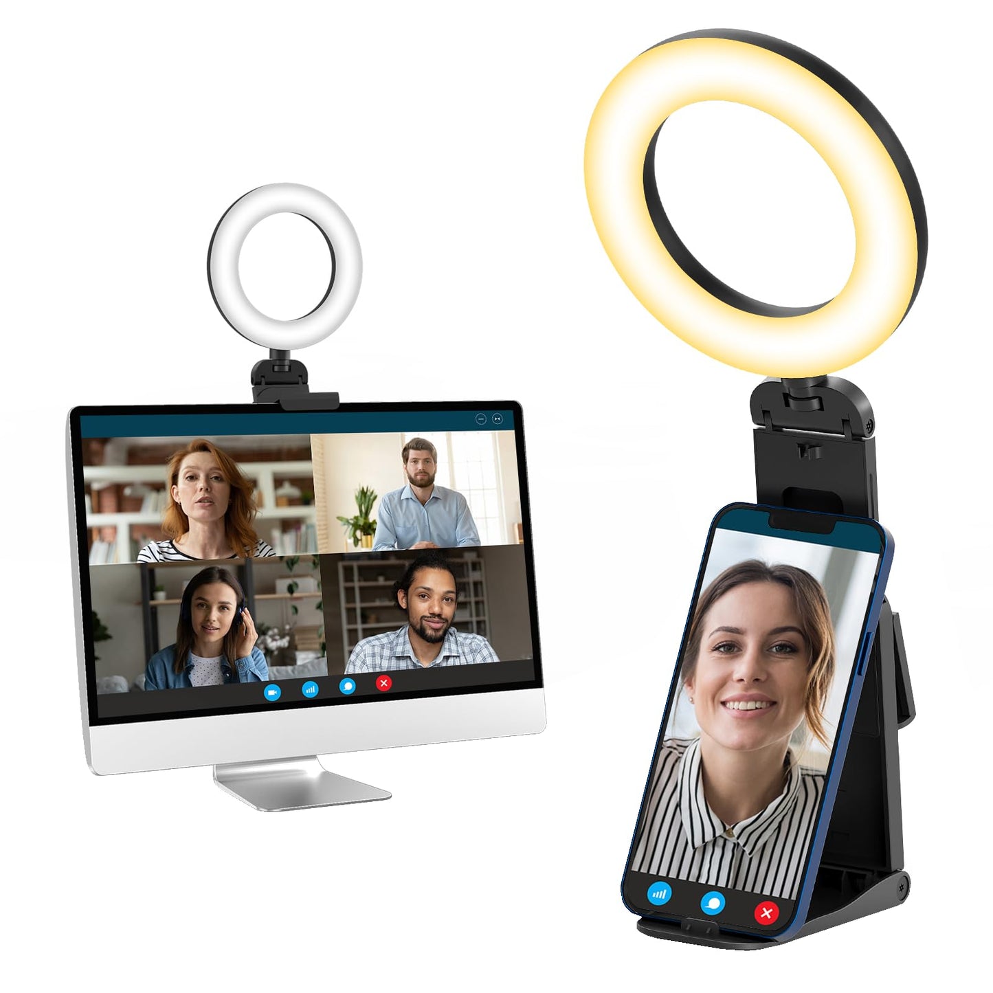 Evershop Ring Light Laptop Desk Video Calls Lamp, 5" Light Ring Stand Led Lights for Webcam Computer Monitor Phone, Selfie Flash 360? Rotatable