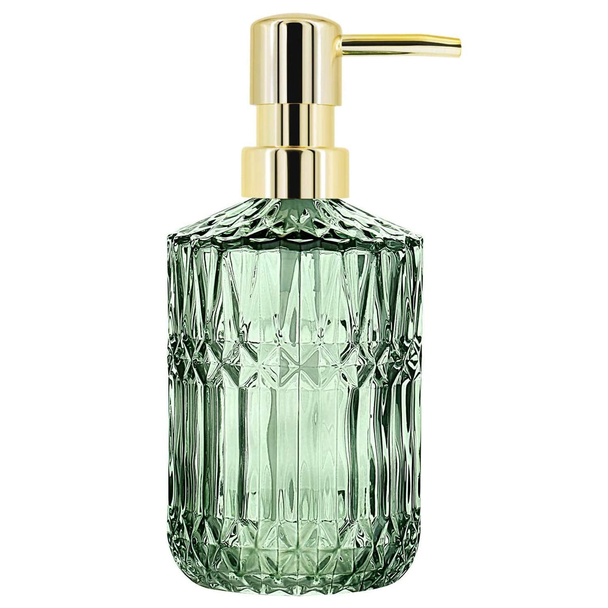 YunNasi Glass Soap Dispenser with Pump, Refillable Liquid Hand Soap Dish Soap Dispensers for Bathroom Counter, Kitchen Sink (Green)