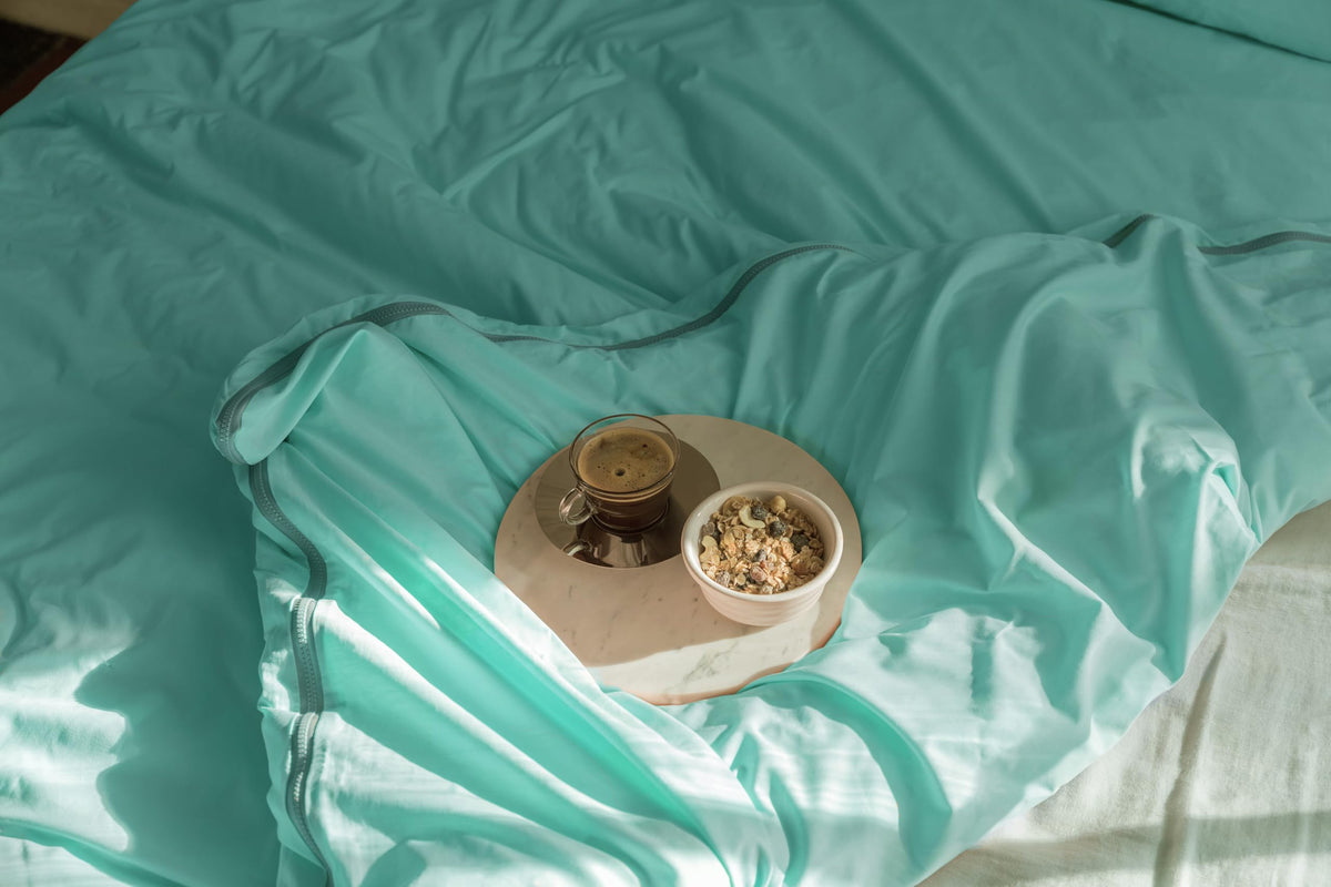 lekka EASY-CHANGE & EASY-IRON, ZIP-AROUND Duvet Cover Set for Double Size Bed (Duck Egg) (Blue, Green, Teal, Aqua, Mint, Sage, Turquoise)