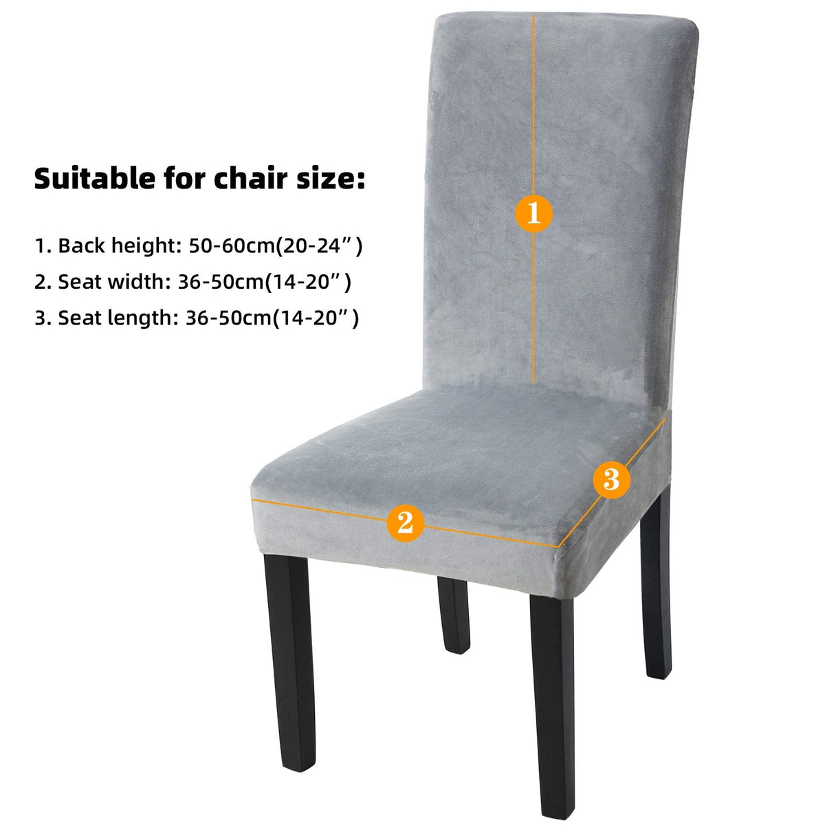 Fuloon Velvet Cahir Cover Grey Chair Covers Furry Seat Slipcover Outdoor Armless Chair Covers Dining Chair Covers Set of 6