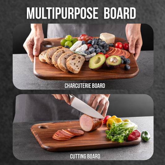 Wood Chopping Boards for Kitchen, James.F Large Acacia Wooden Heavy Duty Chopping Board, Wooden Cutting Boards Serving Boards with Hang Hole for Meat,