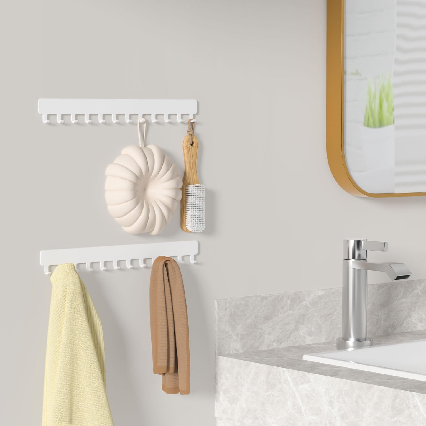 Josmimic Wall Necklace Organizer Holder: Wall Mounted Jewelry Hanging Storage Necklaces Display Hanger White 2 PCS