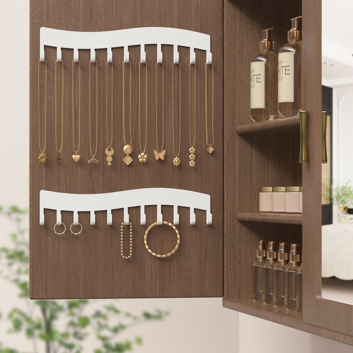 Josmimic Necklace Holder Wall Organizer (White)