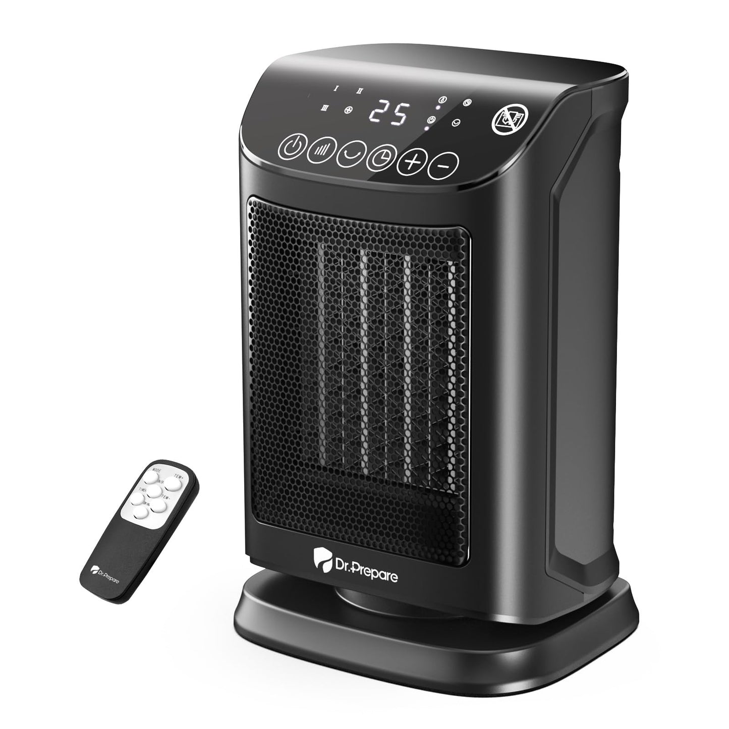 DR.PREPARE Electric Heater, Portable Heaters for Home Low Energy, 1800W PTC Ceramic Space Heater with Thermostat, Oscillation, Remote, 12H Timer, 3