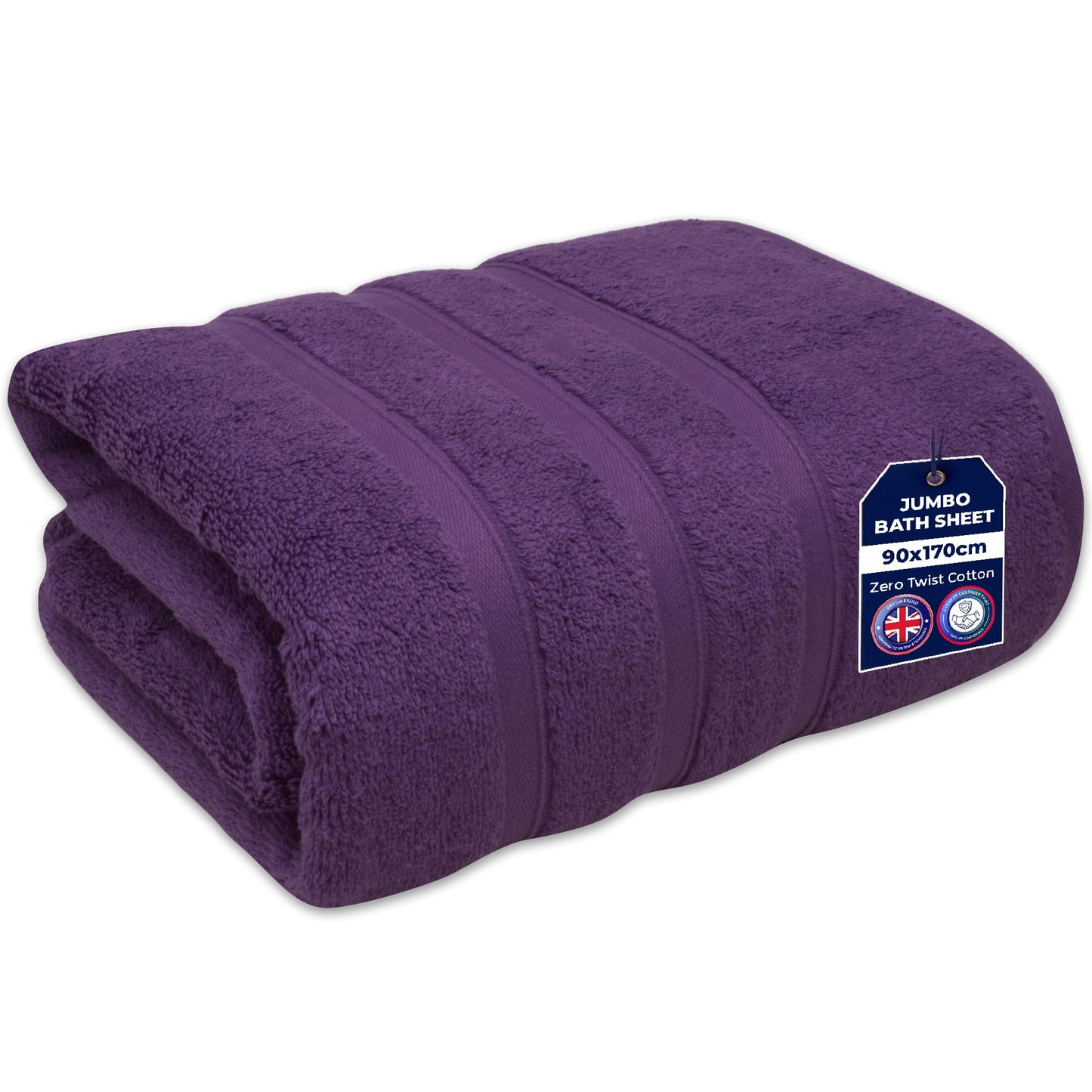 Towelogy Jumbo Bath Sheet 90x170cm 100% Egyptian Cotton Zero Twist Fast Drying Hotel Quality XL Bath Towels | Oeko-Tex Certified (1, Aubergine Purple)