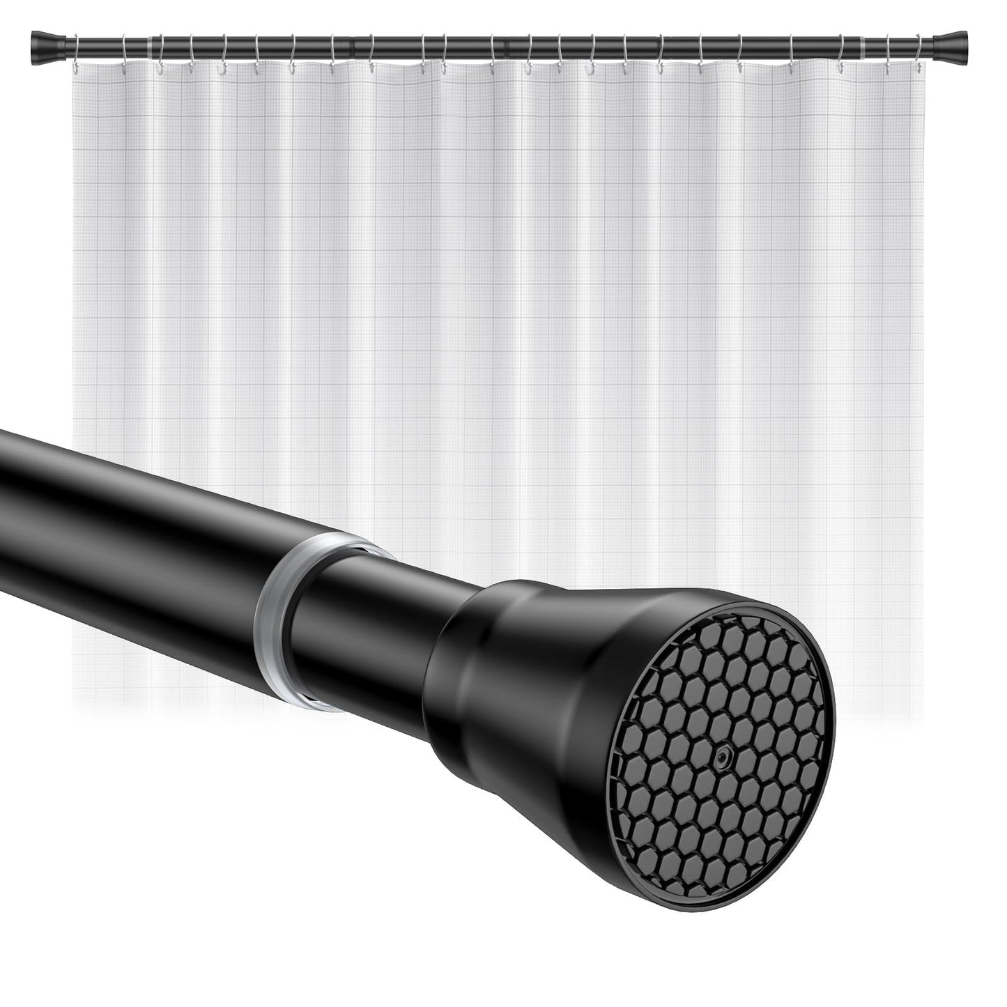 Shower Curtain Pole 113-197cm Extendable Curtain Poles Shower Curtain Rail Tension Rods for Curtains Telescopic Extendable Curtain Rail for