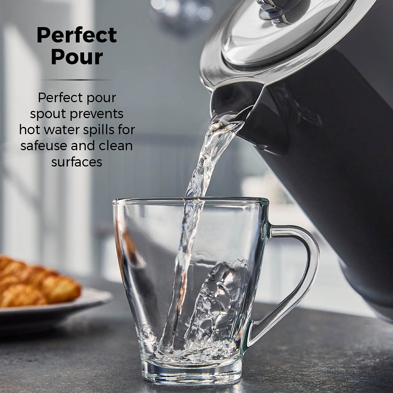 Tower T10049GRP Belle Jug Kettle with Rapid Boil, 1.5L, 3000W, Graphite
