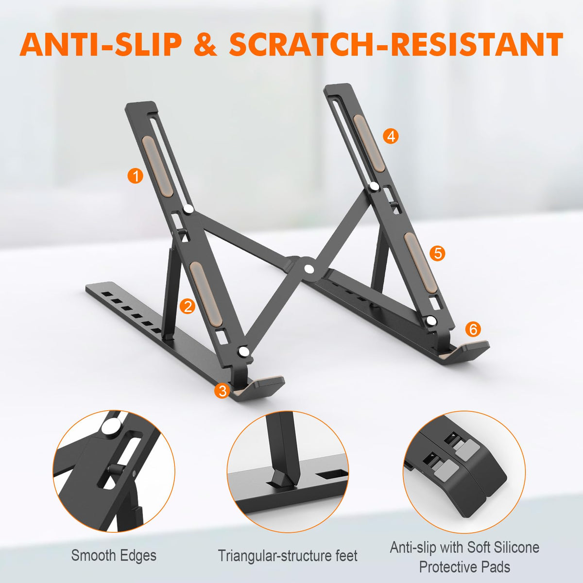 GRIFEMA Laptop Stand for Desk, Aluminum Laptop Riser 7-Angle Adjustable