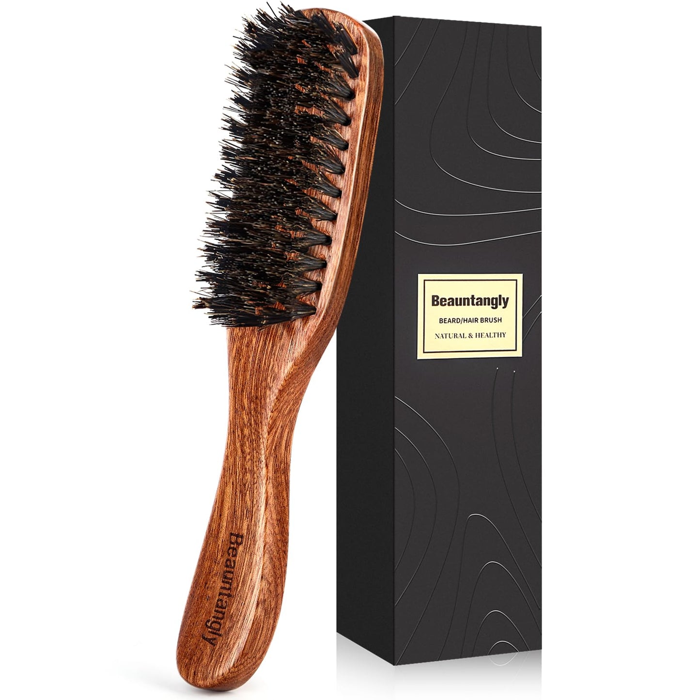 Hair Brush for Men, 100% Boar Bristle Hair Brush for Men Women?s Hair Smoothing, Styling, Detangling, Moisturizing, Adding Shine, Improving Blood