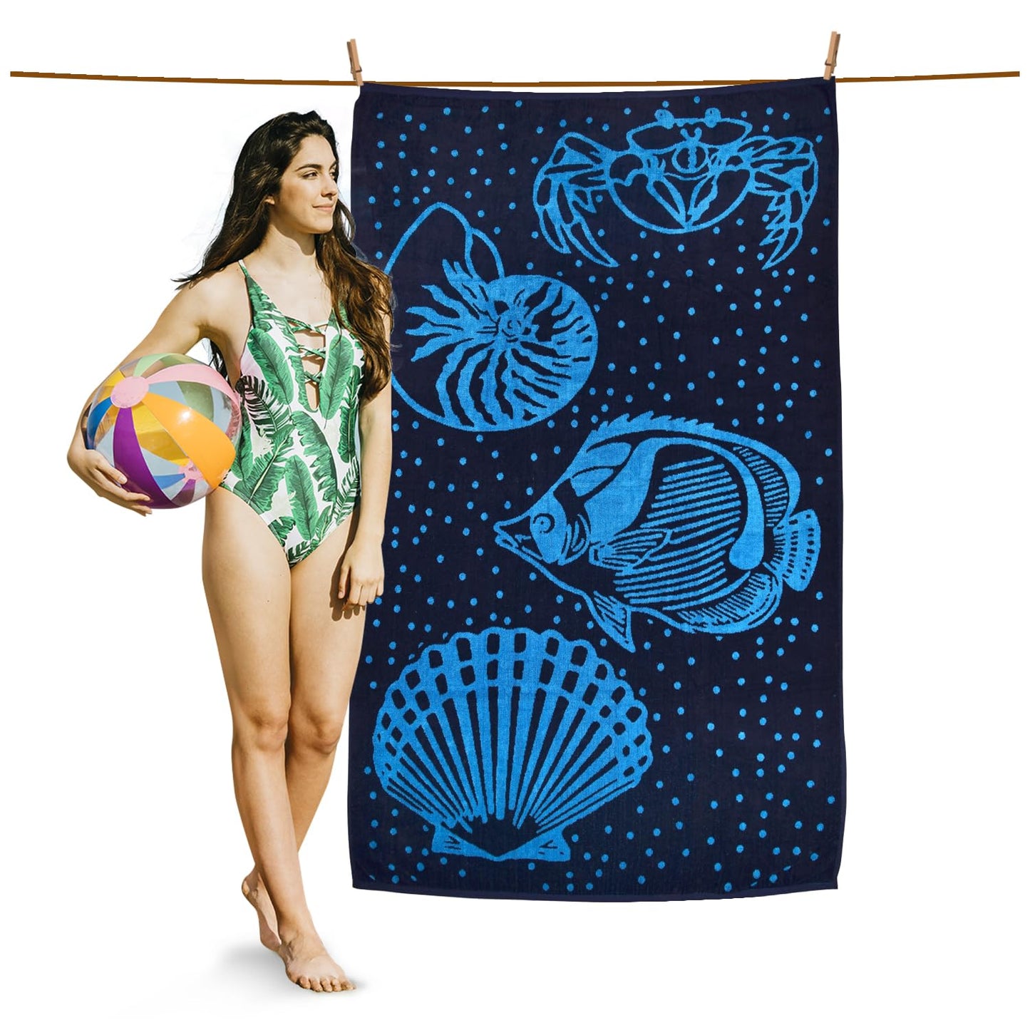 GC GAVENO CAVAILIA Pack of 1, Polka Dots Beach Towels For Adult, Lightweight & Super Absorbent Quick Dry 500 GSM Towels, Swimming Pool, Camping Large