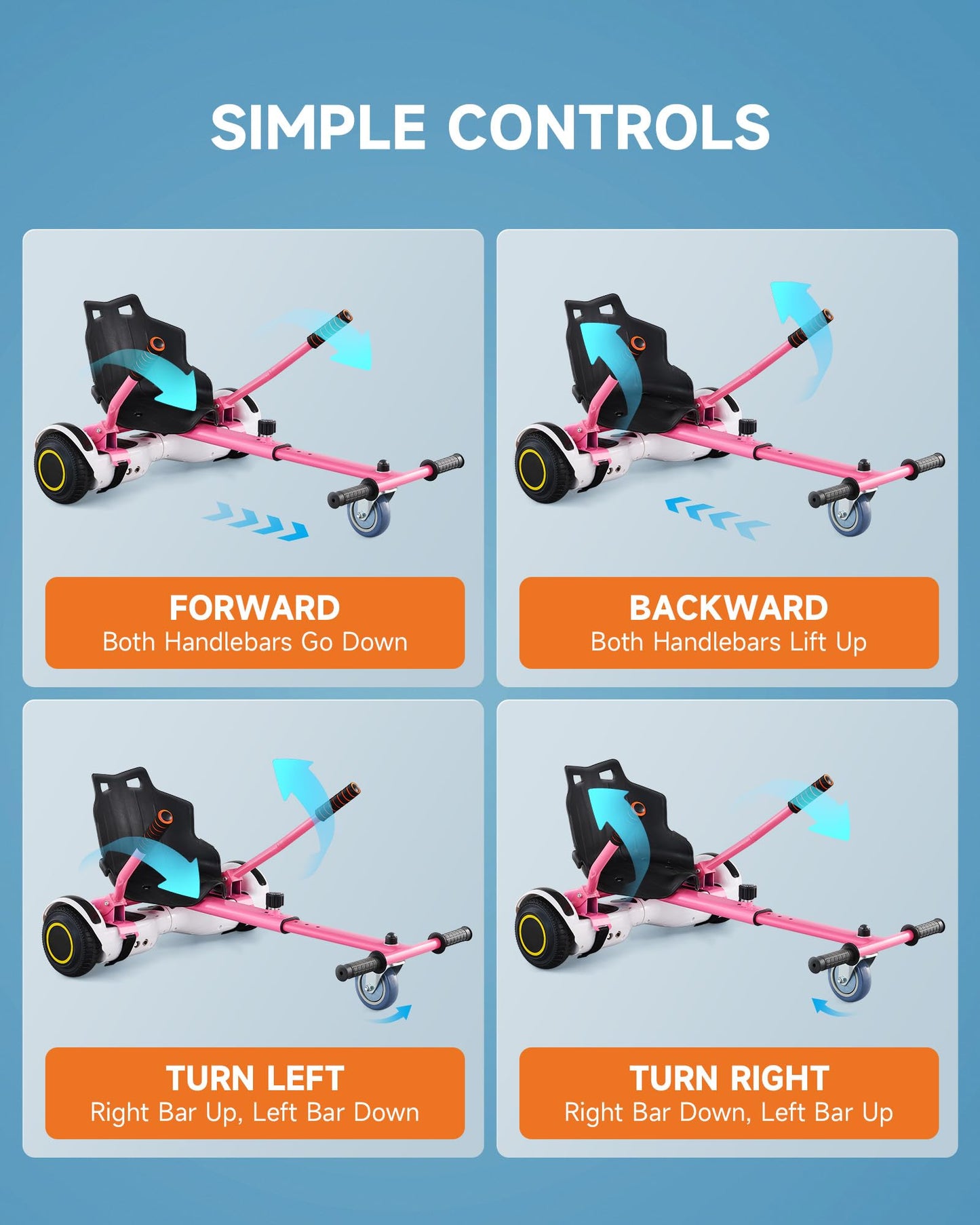 CO-Z Hoverboard Go Kart Adjustable Hoverkart Seat for Electric Self Balancing Scooters Fit Hover Board Sizes 6.5", 8" And 10" Hoverkart For