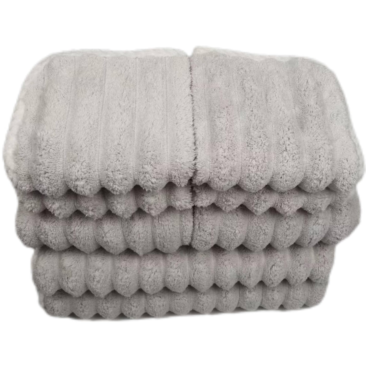 Soft Bath Towels Set, Microfiber Ribbed Oversized Bath Towels Extra Large for Bathroom, Home, Hotel, Spa, Beach, Pool, Gym (8-Piece Towel Set, Grey)