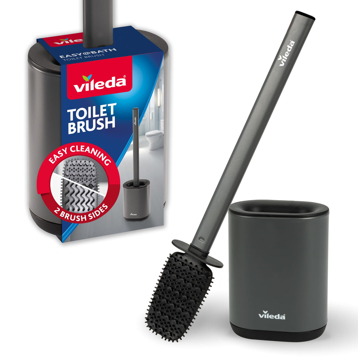 Vileda Toilet Brush, Gray, 42,5 x 7,7 x 11,4