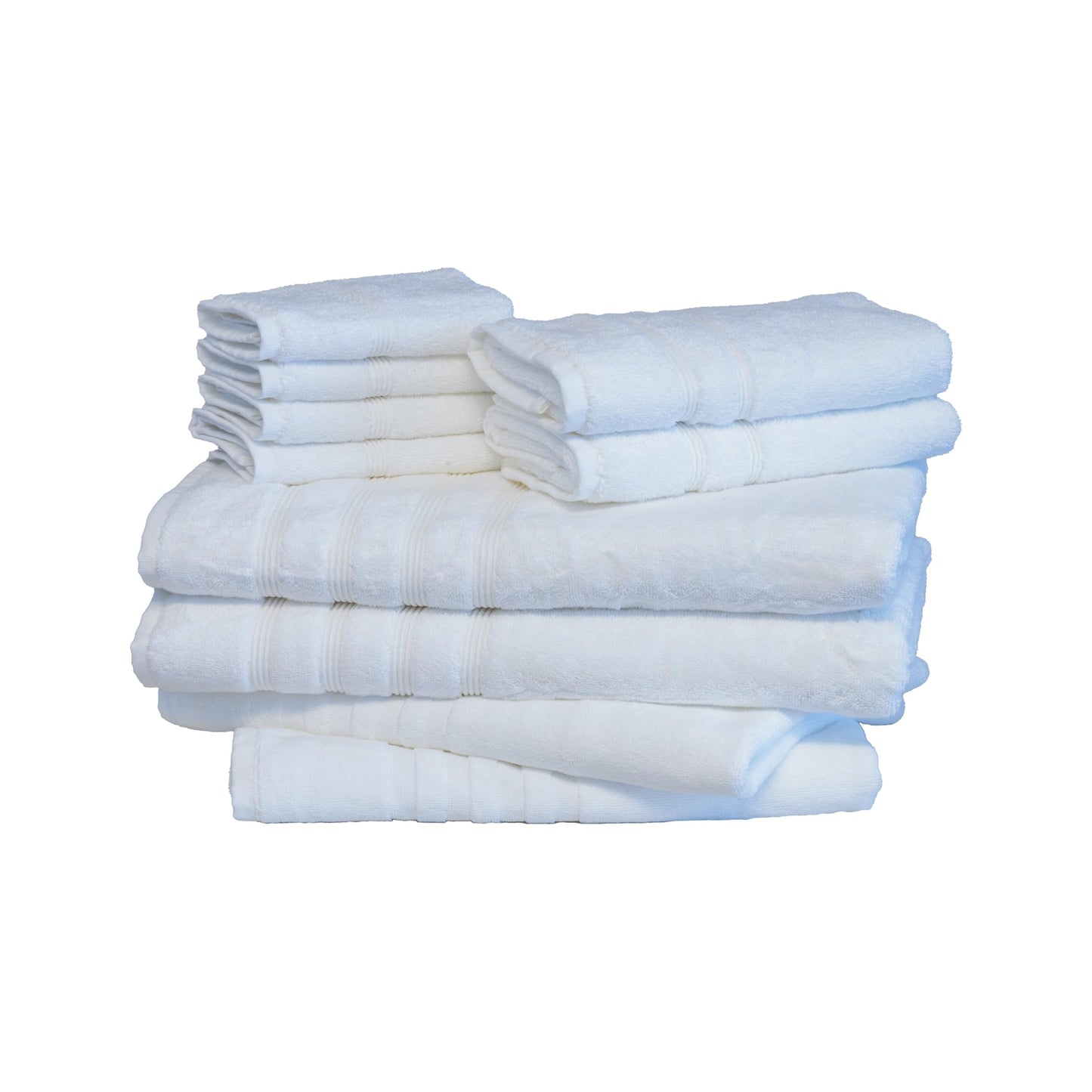 Mosobam Hotel Luxury Bamboo-Cotton, 10pc Deluxe XL Bath Bundle 1000 GSM XL Bath Mats 28X44 and 700 GSM Bath Towels at 35X70 16X30 and 13X13, White