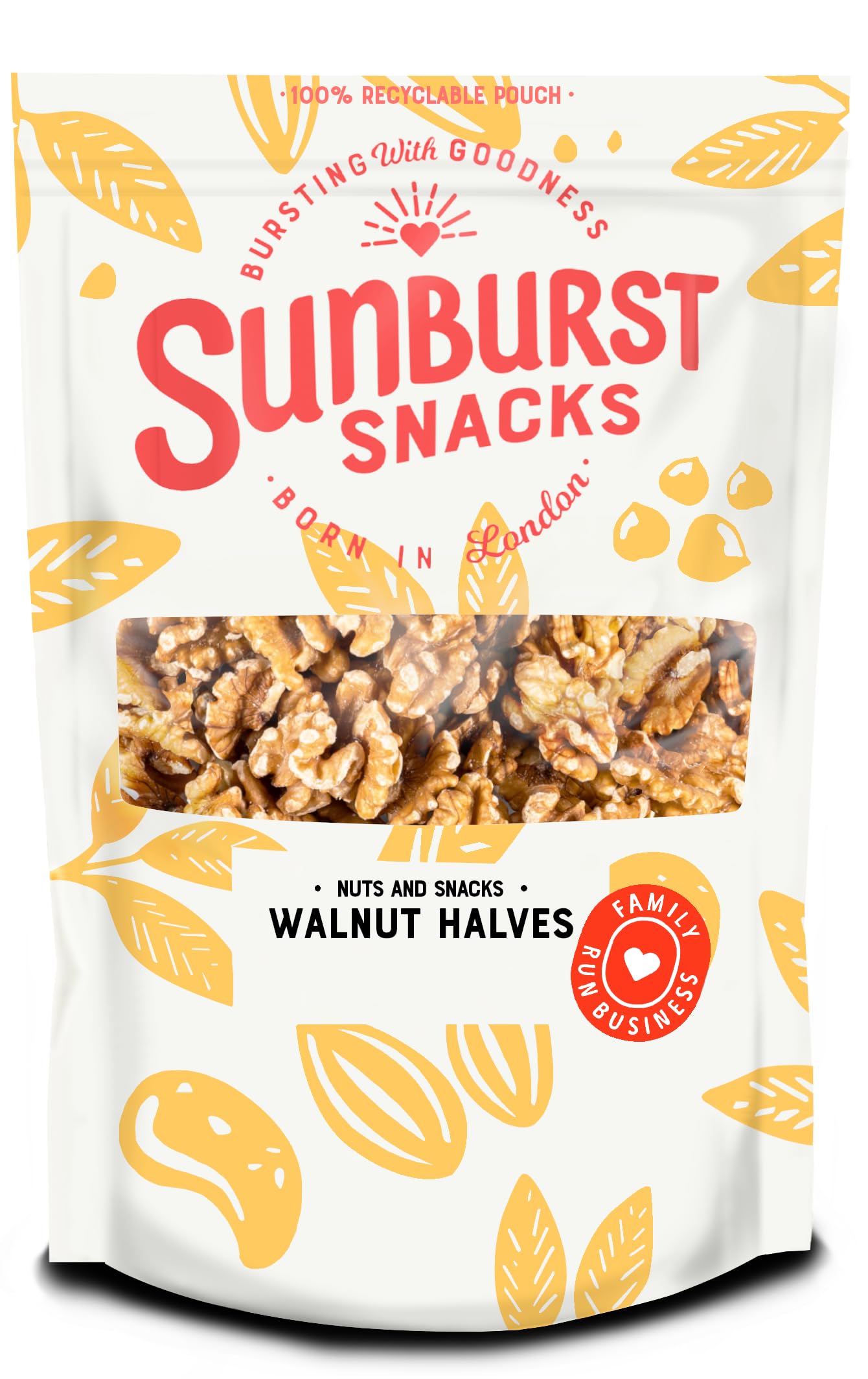 Sunburst Snacks Raw Walnuts 1KG, Whole Natural Nut Snack Plant Based Protein Re-Sealable Recyclable Pouch